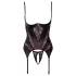 Cottelli - set cu corset cu jartieră și tanga deschisă (negru)