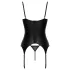 Cottelli - set cu corset cu jartieră și tanga deschisă (negru)