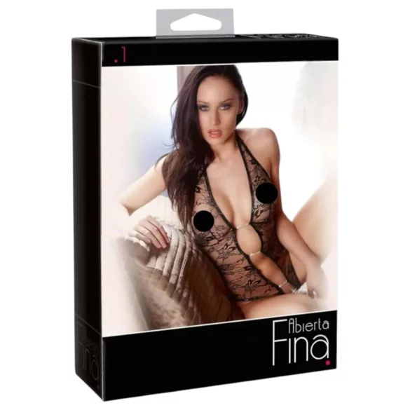 Abierta Fina - Body din dantelă cu strălucire seducătoare - L