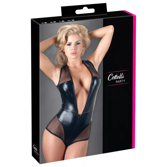 Cottelli - body sexy din plasă transparentă - negru