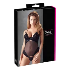 Cottelli - Body damă reglabil catifelat - negru - 80B/M