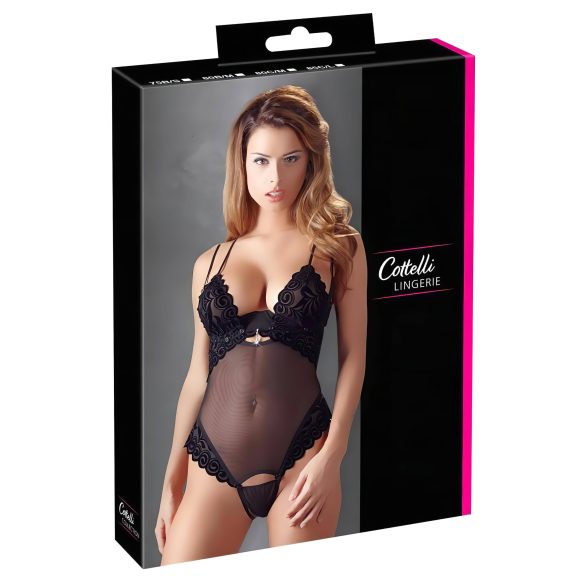 Cottelli - Body catifelat, versatil (negru) - 85C/L
