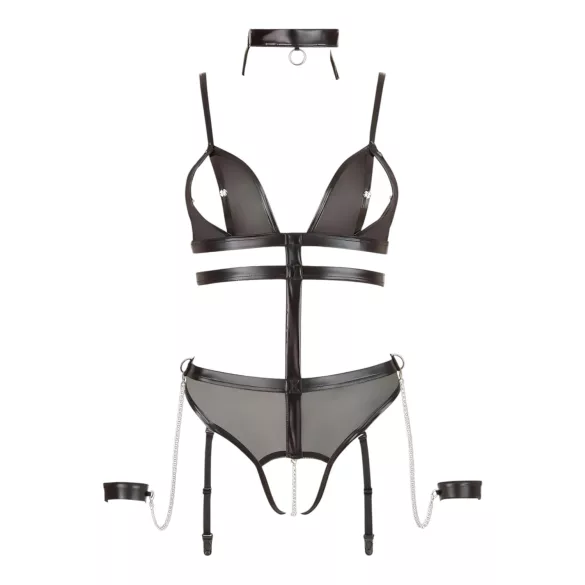 Cottelli Bondage - body deschis cu bretele și lanțuri - negru - XL