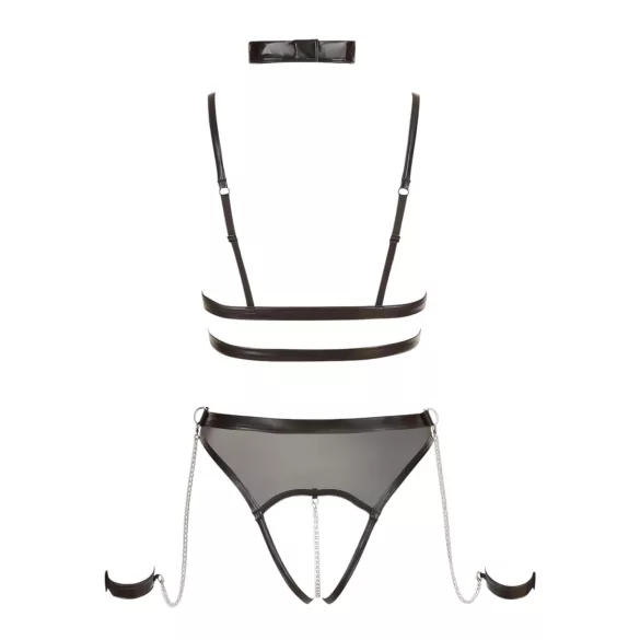 Cottelli Bondage - body deschis cu bretele și lanțuri - negru - XL
