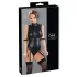 Cottelli Bondage - body lucios fără mâneci cu cătușe pentru mâini - negru - L