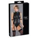 Cottelli Bondage - body fără mâneci și cătușe strălucitoare (negru) - XL