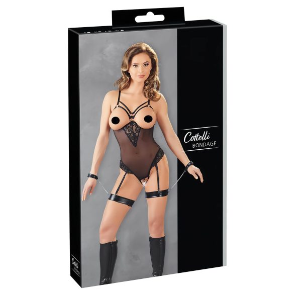 Costum bondage cu inele și cătușe - Cottelli (negru) - M
