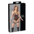 Cottelli Bondage - body cu inele metalice și cătușe pentru mâini - negru - M