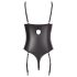 Abierta Fina - body deschis cu dantelă și bretele strălucitoare (negru) - 80C/M