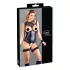 Cottelli Bondage - body deschis lucios și cătușe pentru mâini - negru - M