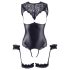 Cottelli Bondage - body deschis cu cătușe (negru) - M