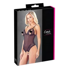 Cottelli - body deschis cu dantelă și perle - negru