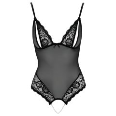 Cottelli - body deschis cu dantelă și margele (negru)