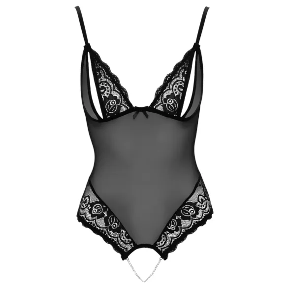 Cottelli - body deschis cu dantelă și perle - negru - L
