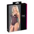 Cottelli - body negru din dantelă cu perle, senzual și deschis - XL