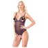 Cottelli - body negru din dantelă cu perle, senzual și deschis - XL