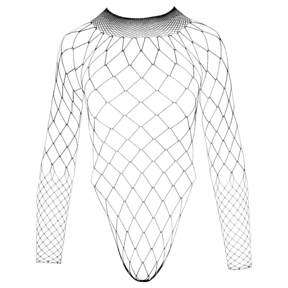 NO:XQSE - body sexy cu mânecă lungă - plasă neagră (S-L)