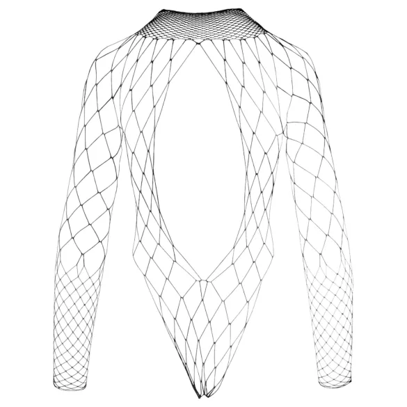 NO:XQSE - body sexy cu mânecă lungă - plasă neagră (S-L)