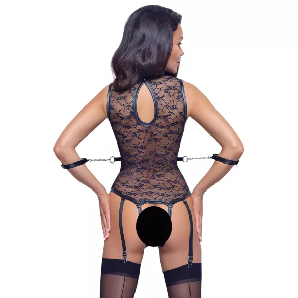 Cottelli Bondage - body dantelă cu bretele - negru