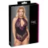 Cottelli Plus Size - body sexy floral - negru mov