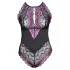 Cottelli Plus Size - body sexy floral - negru mov