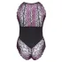Cottelli Plus Size - body sexy floral - negru mov - 2XL