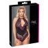 Cottelli Plus Size - body floral seducător (negru-violet) - 3XL