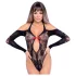 NO:XQSE - body sexy cu fundiță - mânecă lungă - negru (S-L)