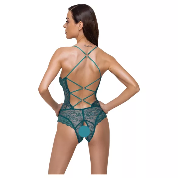 Cottelli - body din dantelă cu șireturi, deschis (verde)