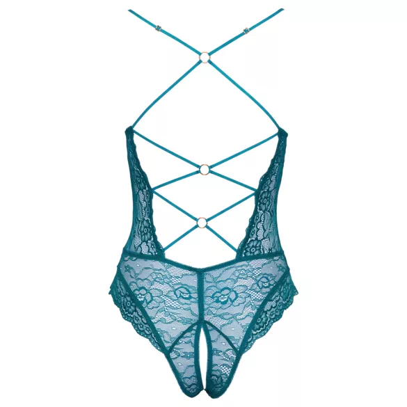 Cottelli - body din dantelă cu șireturi, deschis (verde) - M