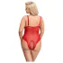 Cottelli Curves - body din dantelă transparentă (roșu) - 2XL
