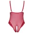 Cottelli Curves - body din dantelă transparentă (roșu) - 2XL