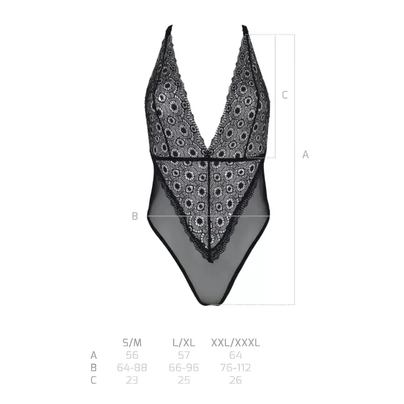 Passion Eco Zinnia - body dantelă (negru)