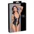 Cottelli Bondage - body deschis cu inele, lucios - negru