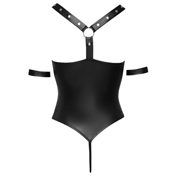 Cottelli Bondage - body deschis cu inele, lucios - negru