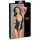 Cottelli Bondage - body deschis cu inele, lucios - negru - M