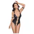 Cottelli Bondage - body deschis cu inele, lucios - negru - L