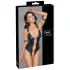 Cottelli Bondage - body deschis cu inele, lucios - negru - XL