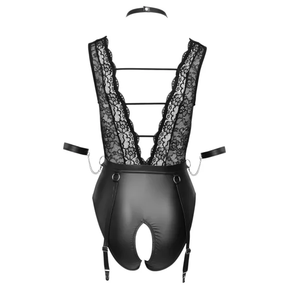 Cottelli Bondage - body dantelat cu guler - negru
