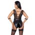 Cottelli Bondage - Body negru cu dantelă și guler deosebit - L