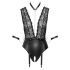 Cottelli Bondage - Body negru cu dantelă și guler deosebit - XL