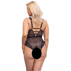   Cottelli Curves Plus Size - Body transparent cu model (negru)