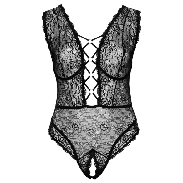 Cottelli Curves Plus Size - body transparent cu model - negru