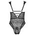 Cottelli Curves Plus Size - body transparent negru cu model