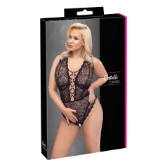   Cottelli Curves Plus Size - body transparent cu model - negru - 90D/XL