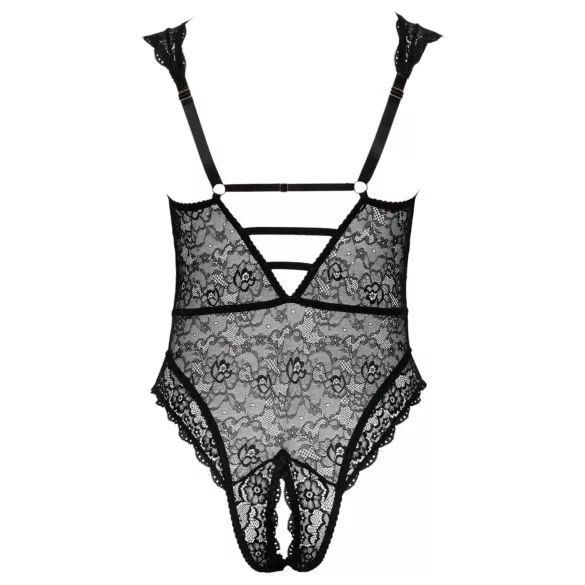 Cottelli Curves Plus Size - body transparent cu model - negru - 90D/XL