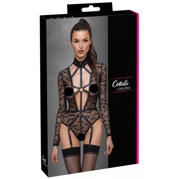 Cottelli - body transparent cu bretele - negru