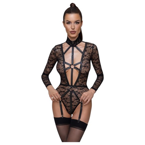 Cottelli - body transparent cu bretele - negru - M