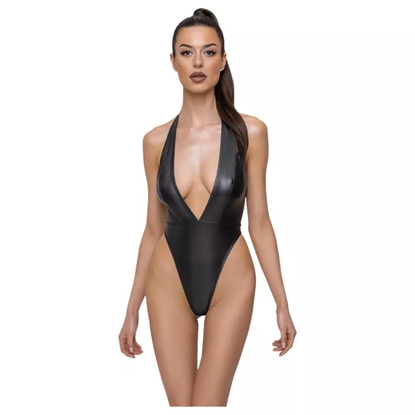 Cottelli Party - body sexy lucios cu guler - negru - M