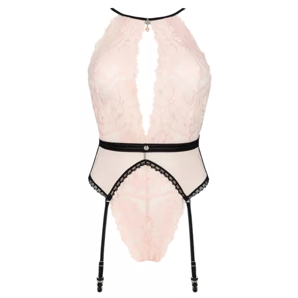 Obsessive - body sexy cu portjartier - roz - L/XL